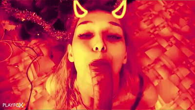 惡魔辣妹得到性交真的很好，並在她的屁股上射精